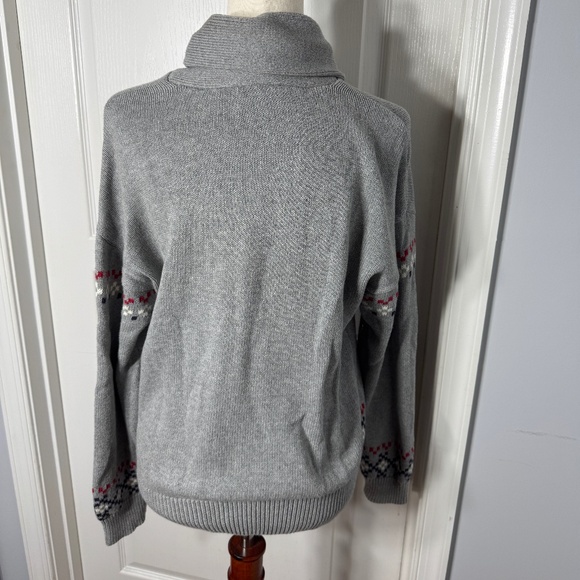 ModCloth Gray No Fox Given Fair Isle Zip-up Sweater - M - Picture 2 of 3